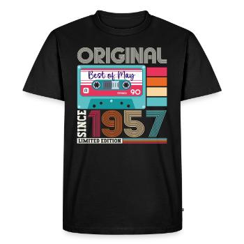 66 Birthday Man Woman Cassette Mai 1957 - T-shirt Premium bio Homme - noir - Devant - Nico (187cm)