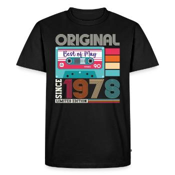 45 Birthday Man Woman Cassette Mai 1978 - T-shirt Premium bio Homme - noir - Devant - Nico (187cm)