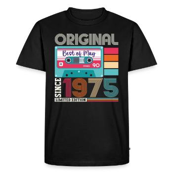 48 Birthday Man Woman Cassette Mai 1975 - T-shirt Premium bio Homme - noir - Devant - Nico (187cm)