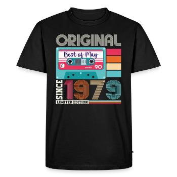44 Birthday Man Woman Cassette Mai 1979 - T-shirt Premium bio Homme - noir - Devant - Nico (187cm)