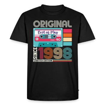 25 Birthday Man Woman Cassette Mai 1998 - T-shirt Premium bio Homme - noir - Devant - Nico (187cm)
