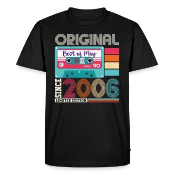 17 Birthday Man Woman Cassette May Vintage 2006 - T-shirt Premium bio Homme - noir - Devant - Nico (187cm)