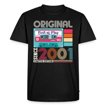 22 Anniversaire Homme Femme Cassette Mai Vintage 2001 - T-shirt Premium bio Homme - noir - Devant - Nico (187cm)