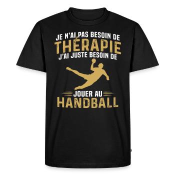 J'ai juste besoin de jouer au handball - T-shirt Premium bio Homme - noir - Devant - Nico (187cm)