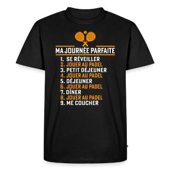 Ma journée parfaite Jouer au Padel - T-shirt Premium bio Homme - noir - Devant - Nico (187cm)