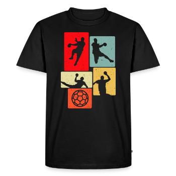 Handball Retro Handballer - T-shirt Premium bio Homme - noir - Devant - Nico (187cm)