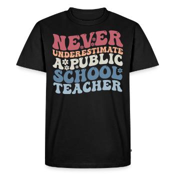 Never Underestimate a Public School Teacher - T-shirt Premium bio Homme - noir - Devant - Nico (187cm)