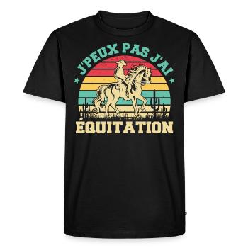 J'Peux Pas J'ai Équitation - Cheval Sport équestre - T-shirt Premium bio Homme - noir - Devant - Nico (187cm)