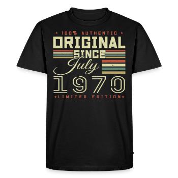 Juillet 1970 Anniversaire Juillet 1970 July 1970 - T-shirt Premium bio Homme - noir - Devant - Nico (187cm)