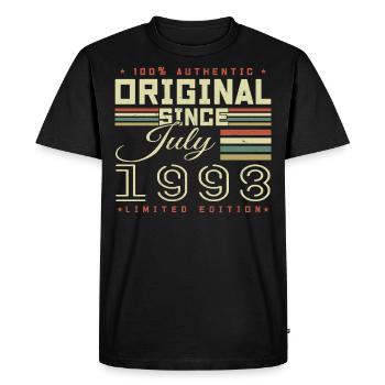 Juillet 1998 Anniversaire Juillet 1998 July 1998 - T-shirt Premium bio Homme - noir - Devant - Nico (187cm)
