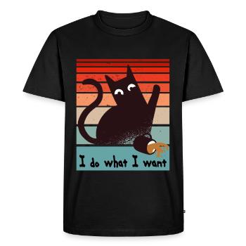 Je fais ce que je veux. Drôle de chat enterré - T-shirt Premium bio Homme - noir - Devant - Nico (187cm)
