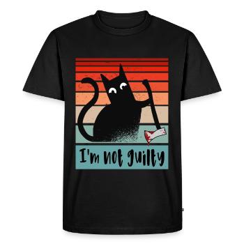 Je suis innocent, chat à la hache ensanglantée - T-shirt Premium bio Homme - noir - Devant - Nico (187cm)