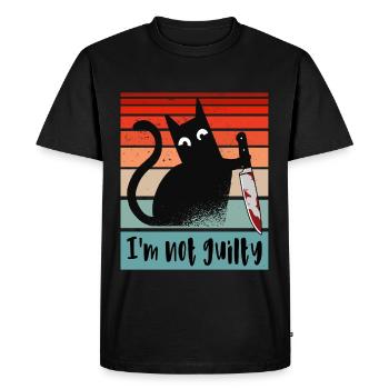 Je suis innocent, chat avec couteau ensanglanté - T-shirt Premium bio Homme - noir - Devant - Nico (187cm)