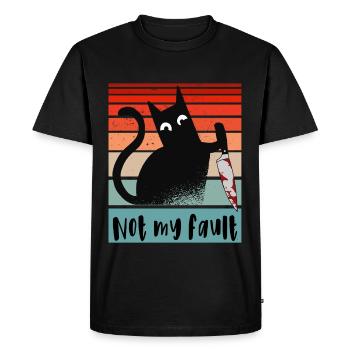 Pas ma faute, chat innocent avec un couteau - T-shirt Premium bio Homme - noir - Devant - Nico (187cm)