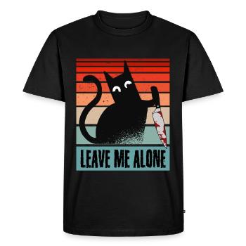 Laisse-moi tranquille, chat avec couteau - T-shirt Premium bio Homme - noir - Devant - Nico (187cm)