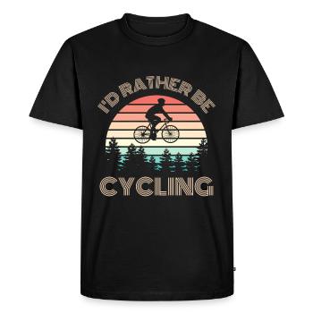 I D RATHER Be Cycling Bike Slogan - Men's Premium Organic T-Shirt - black - Front - Nico (187cm)