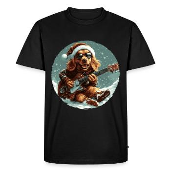 Golden Retriever chien Noël Rocker guitare - T-shirt Premium bio Homme - noir - Devant - Nico (187cm)