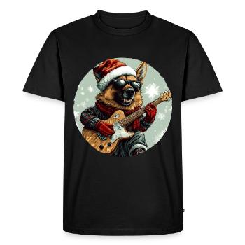 Berger allemand chien Noël Rocker guitare - T-shirt Premium bio Homme - noir - Devant - Nico (187cm)
