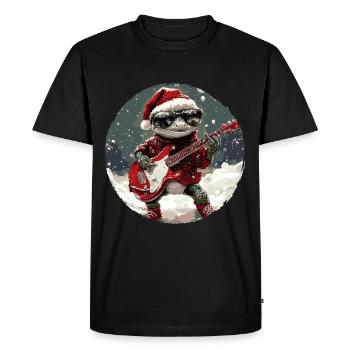 Lézard Noël Rocker Guitare Lizard Gecko - T-shirt Premium bio Homme - noir - Devant - Nico (187cm)