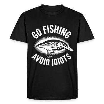 Go fishing, avoid people, rest by the water - Men's Premium Organic T-Shirt - black - Front - Nico (187cm)