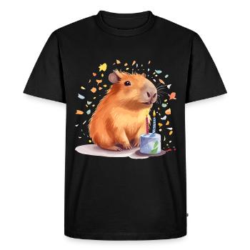 Bébé Capybara Anniversaire - T-shirt Premium bio Homme - noir - Devant - Nico (187cm)