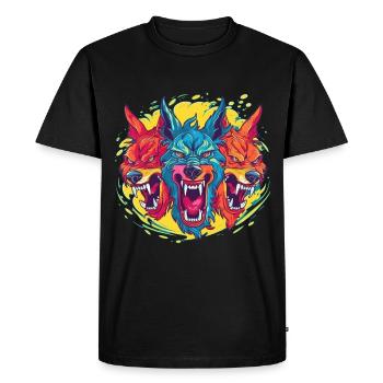 Mythe du chien-loup-garou, Cerberus, Hellhound - T-shirt Premium bio Homme - noir - Devant - Nico (187cm)