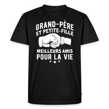 Grand-père et petite fille une équipe pour la vie - T-shirt Premium bio Homme - noir - Devant - Nico (187cm)