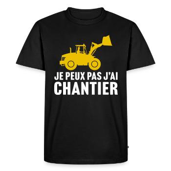 je peux pas j'ai chantier t-shirt chargeuse - T-shirt Premium bio Homme - noir - Devant - Nico (187cm)