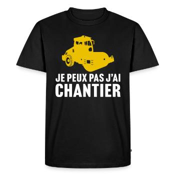 je peux pas j'ai chantier - rouleau compacteur - T-shirt Premium bio Homme - noir - Devant - Nico (187cm)