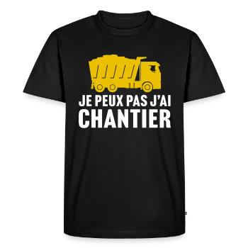 je peux pas j'ai chantier - conducteur engins - T-shirt Premium bio Homme - noir - Devant - Nico (187cm)