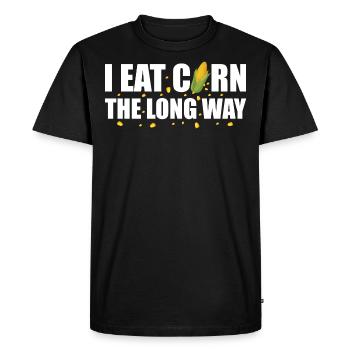 I Eat Corn The Long Way - T-shirt Premium bio Homme - noir - Devant - Nico (187cm)