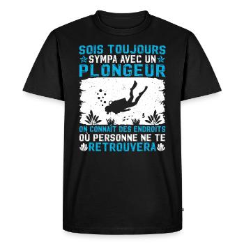 Sois toujours sympa avec un plongeur - T-shirt Premium bio Homme - noir - Devant - Nico (187cm)