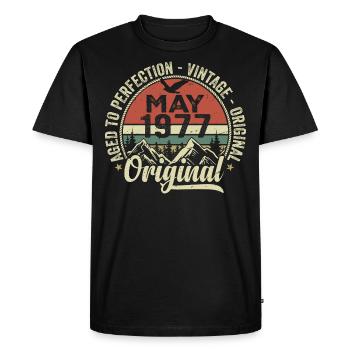 May 1977 Birthday May 1977 May 1977 - Men's Premium Organic T-Shirt - black - Front - Nico (187cm)