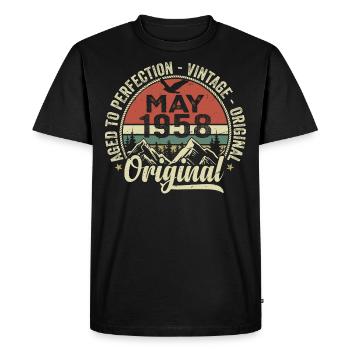 May 1958 Birthday May 1958 May 1958 - Men's Premium Organic T-Shirt - black - Front - Nico (187cm)
