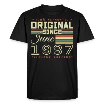 Cadeau Anniversaire Juin 1987, Gift June 1987 - T-shirt Premium bio Homme - noir - Devant - Nico (187cm)