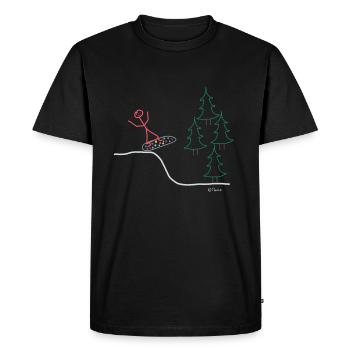 Snowboard stick man, woman in the Alps - Men's Premium Organic T-Shirt - black - Front - Nico (187cm)