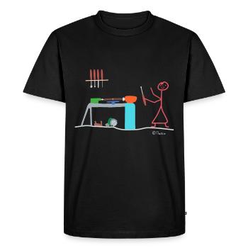 Drechsel stick figure, craft hobby wife job - Men's Premium Organic T-Shirt - black - Front - Nico (187cm)