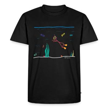 Plongeur, figure, femme, snorkeling, mer, travail - T-shirt Premium bio Homme - noir - Devant - Nico (187cm)