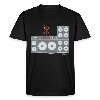 Dj stick figure, woman disc jockey work music - Men's Premium Organic T-Shirt - black - Front - Nico (187cm)