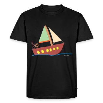 Sail stick figure, woman water sport vacation - Men's Premium Organic T-Shirt - black - Front - Nico (187cm)