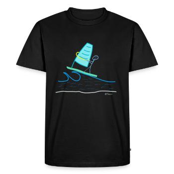 Stick figure windsurfing, sport hobby leisure - Men's Premium Organic T-Shirt - black - Front - Nico (187cm)