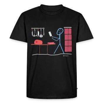 Butcher Butcher Stick figure, job work fun - Men's Premium Organic T-Shirt - black - Front - Nico (187cm)