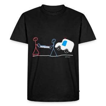 Rescue paramedic stick figure, quick help - Men's Premium Organic T-Shirt - black - Front - Nico (187cm)