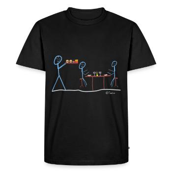 Waiter Stick figure, gastronomy Profession Ober Job - Men's Premium Organic T-Shirt - black - Front - Nico (187cm)