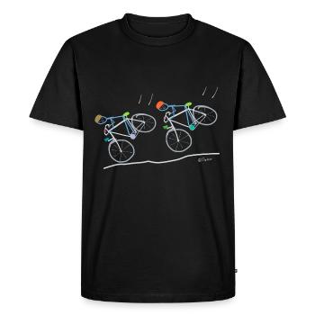 Road bike bicycle driving, funny stickman - Men's Premium Organic T-Shirt - black - Front - Nico (187cm)
