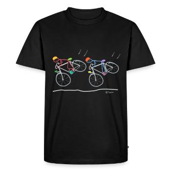 Road bike race of Stickman, Sport Funny - Men's Premium Organic T-Shirt - black - Front - Nico (187cm)