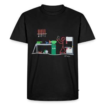 Drechsel stick figure, wood craft profession job - Men's Premium Organic T-Shirt - black - Front - Nico (187cm)