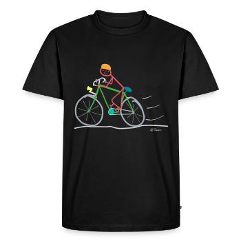 Road bike stick figure woman mobility sustainable - Men's Premium Organic T-Shirt - black - Front - Nico (187cm)