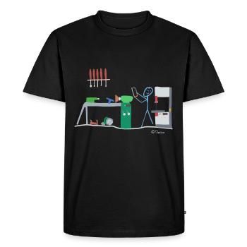 Drechsel stick figure, wood carpenter work - Men's Premium Organic T-Shirt - black - Front - Nico (187cm)