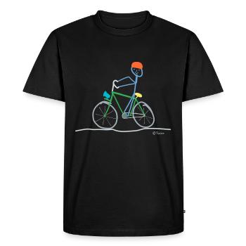 Bicycle stick figure, mobility sustainable - Men's Premium Organic T-Shirt - black - Front - Nico (187cm)